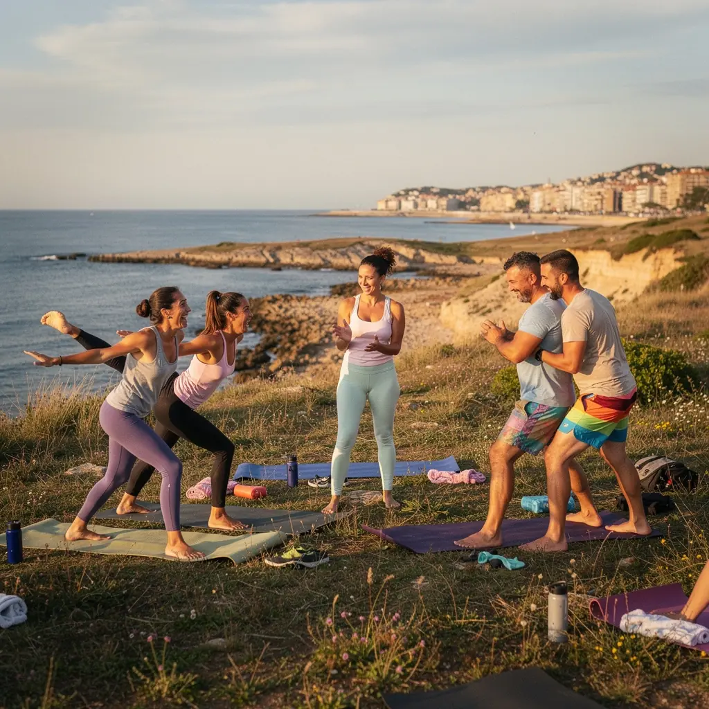 Participantes relajándose en la postura del cadáver al final de la clase.