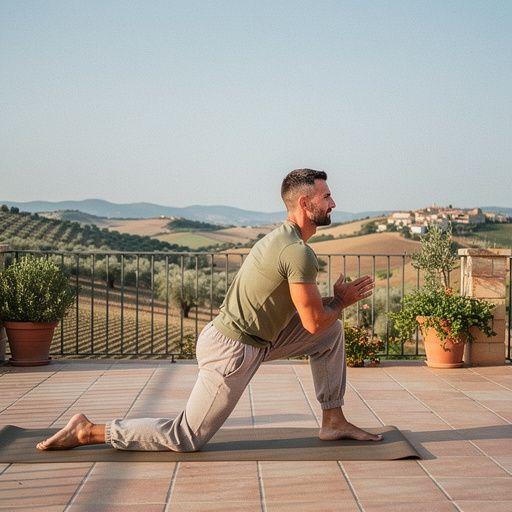 Una instructora de yoga guiando una clase rápida de 30 minutos en un entorno luminoso.